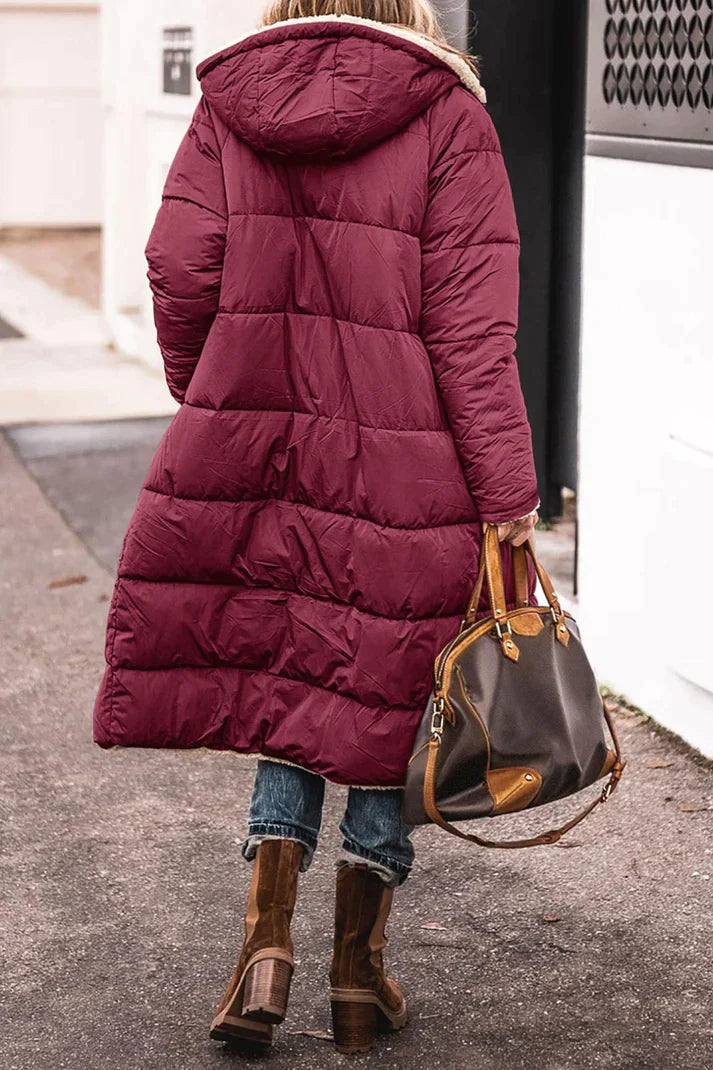 Long Winter Coat Women Stylish Versatile Teddy Lined Gray Puffer 8