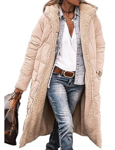 Long Winter Coat Women Stylish Versatile Teddy Lined Gray Puffer 9
