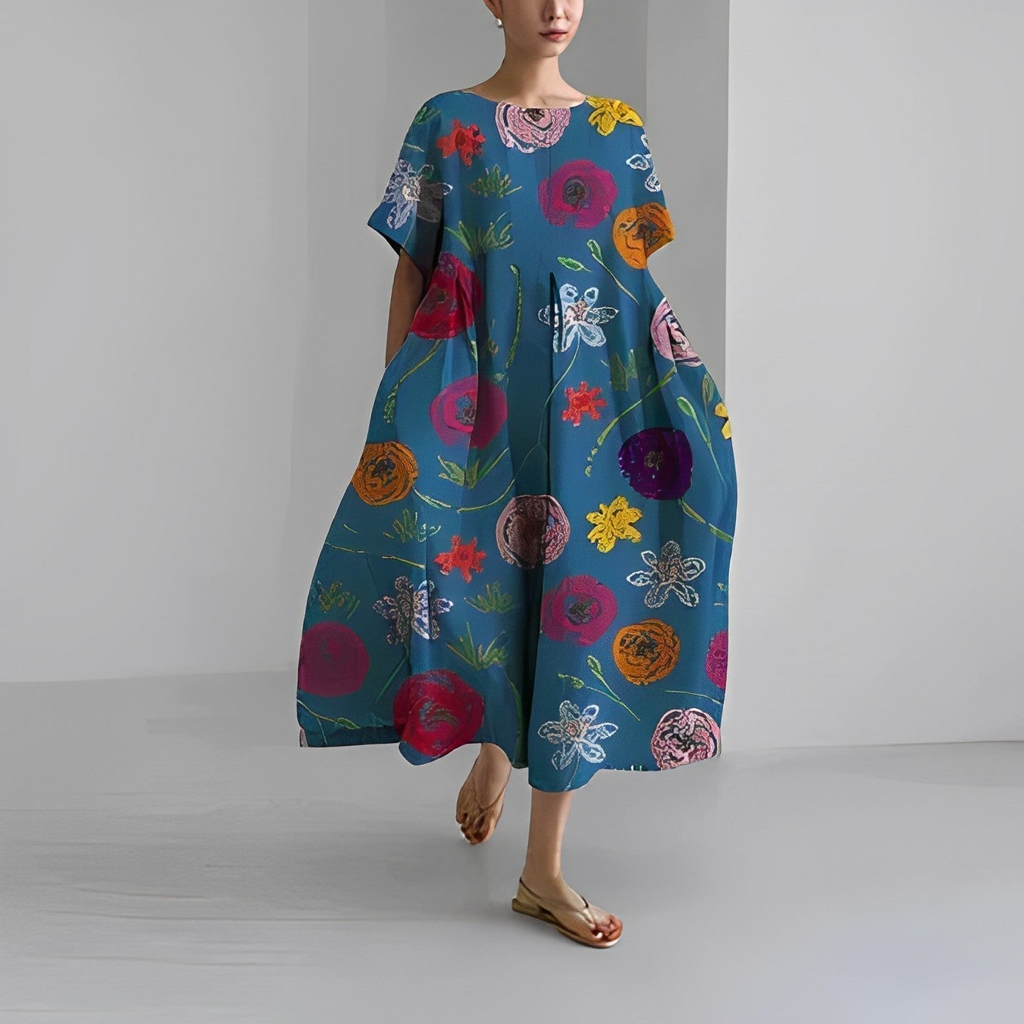 Loose Printed Women's Dress Casual Chic Summer Style 3