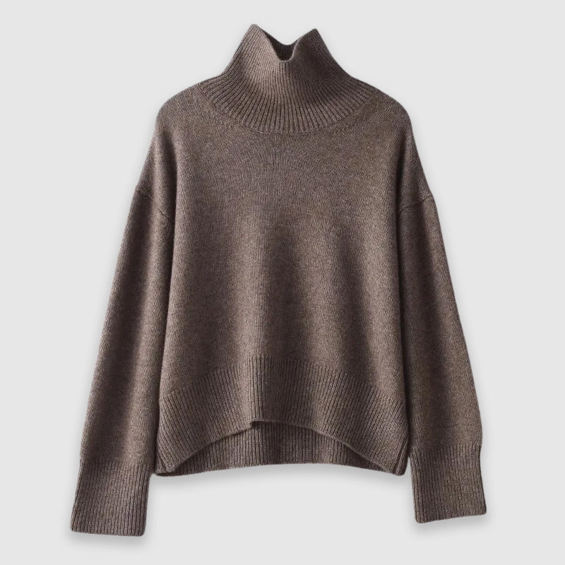 Luxe Cashmere Sweater Women Classic Turtleneck Cozy Fit Autumn Winter 1