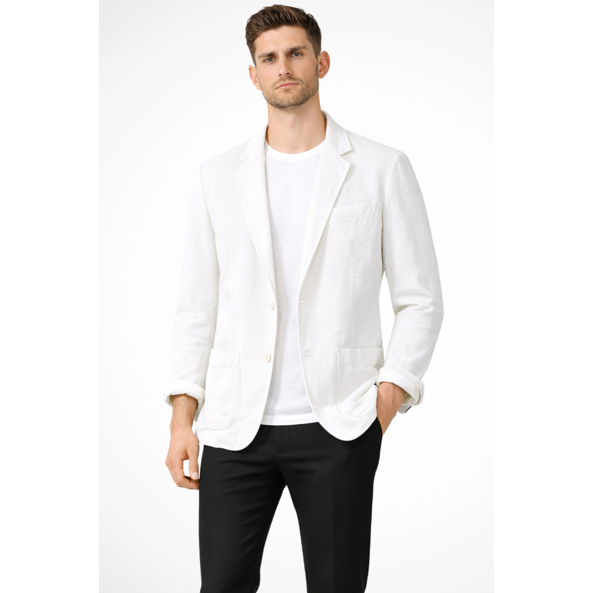 Men Casual Linen Summer Blazer Medium Grey Relaxed Fit 2