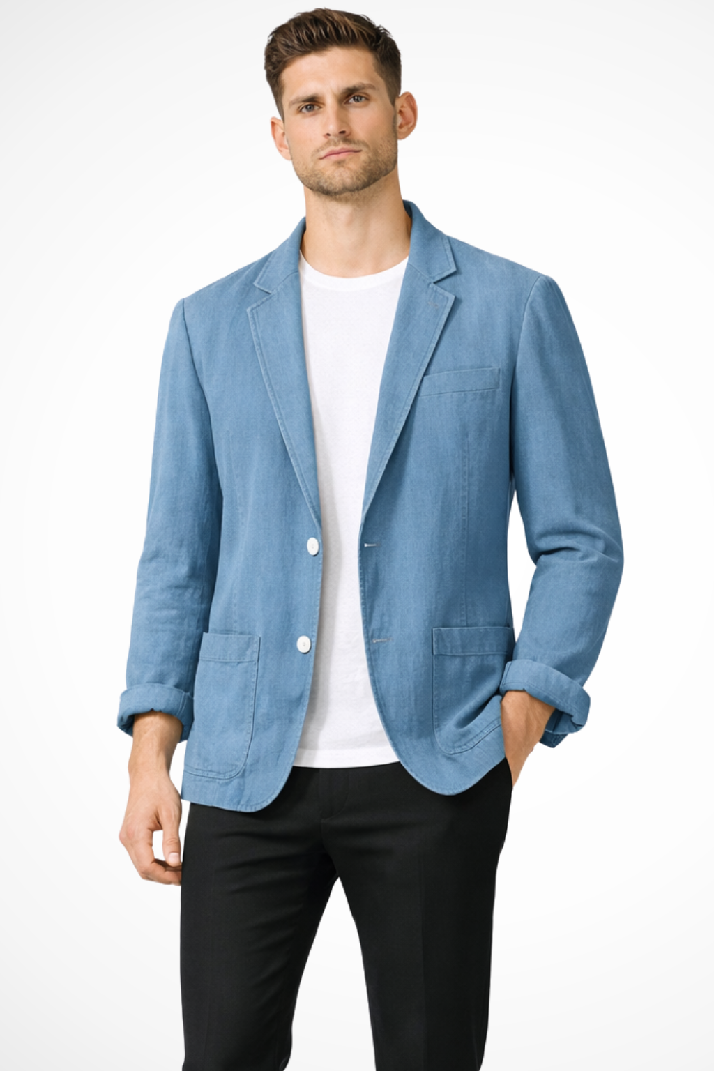 Men Casual Linen Summer Blazer Medium Grey Relaxed Fit 4