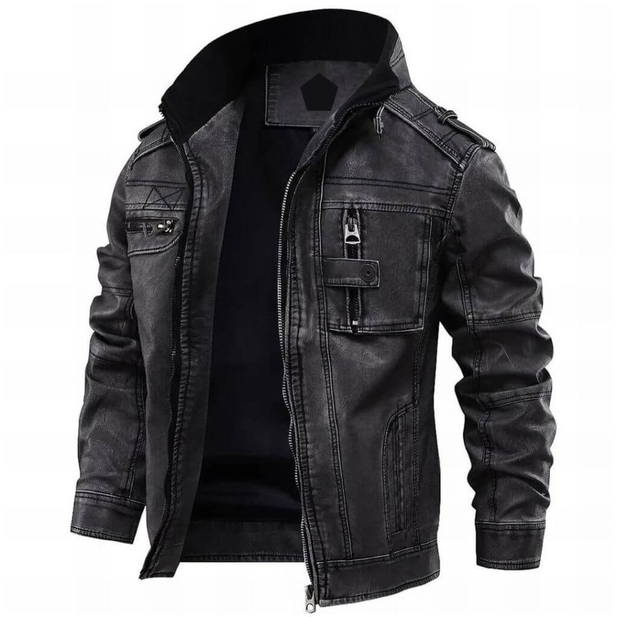 Men's Black Leather Jacket Classic Real Leather Bomber Style