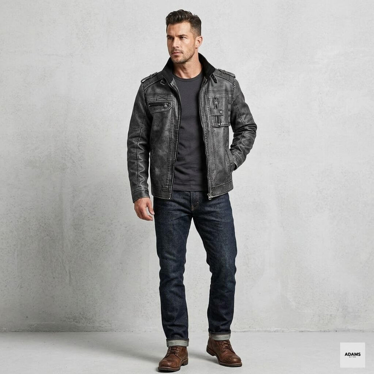 Men's Black Leather Jacket Classic Real Leather Bomber Style