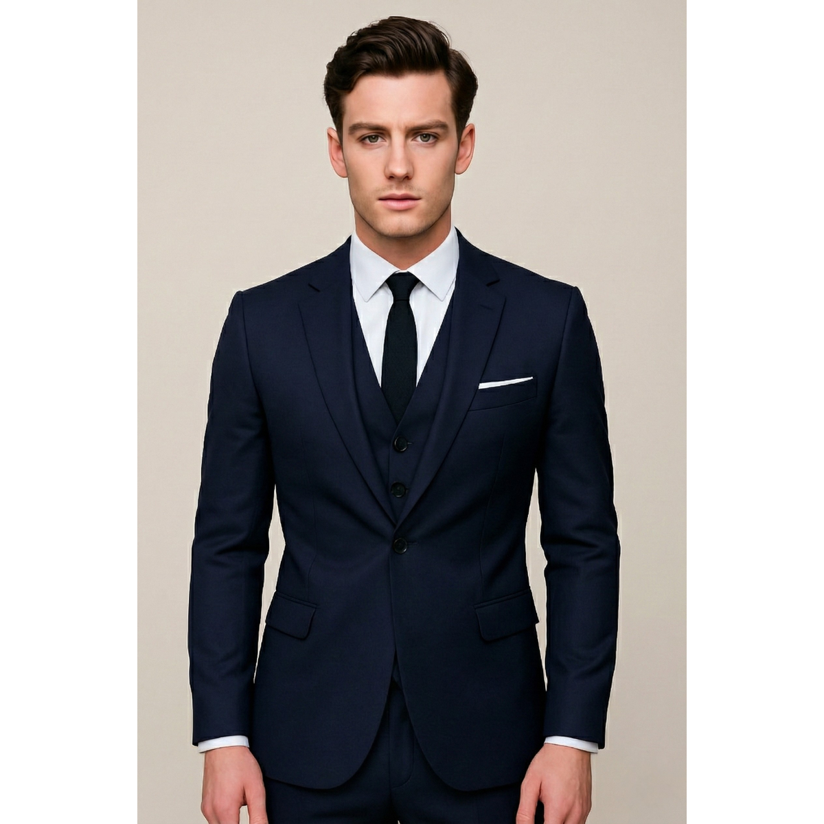Men's 3-Piece Formal Slim Fit Suit Black Elegant Style for Weddings 0