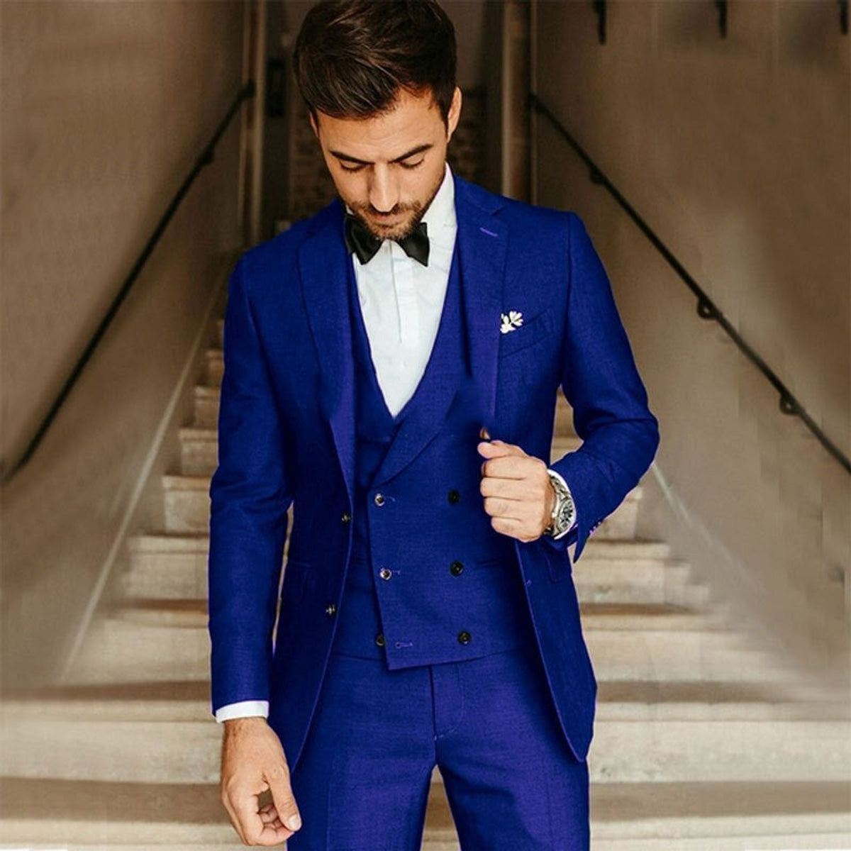 Men's 3-Piece Slim Fit Suit Blazer Vest Trousers Elegant Wedding Suit 1