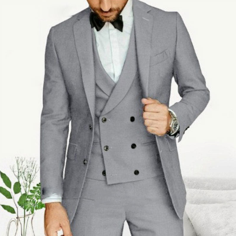 Men's 3-Piece Slim Fit Suit Blazer Vest Trousers Elegant Wedding Suit 5