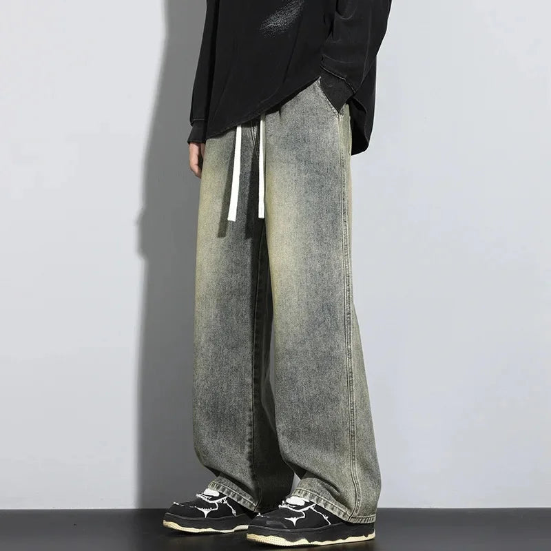 Men's Baggy Jeans Adjustable Drawstring Modern Streetwear Casual Fit 1