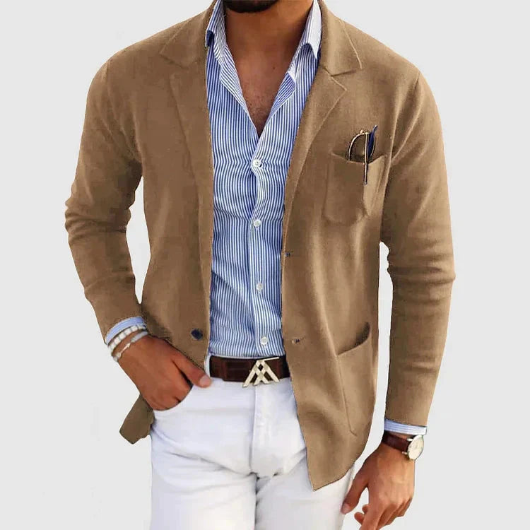 Men's Blazer Jacket Casual Button Pockets Notched Collar Stylish Elegant 1