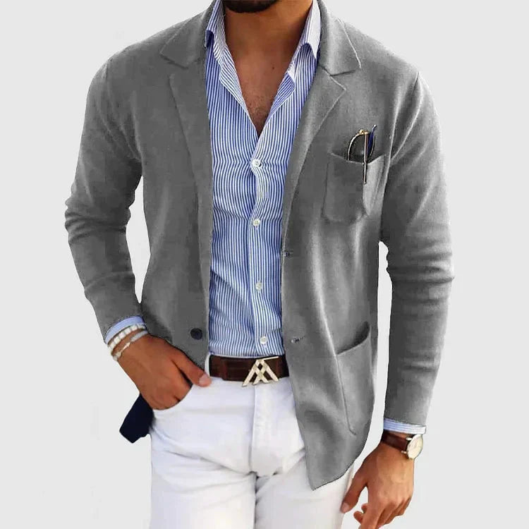 Men's Blazer Jacket Casual Button Pockets Notched Collar Stylish Elegant 2