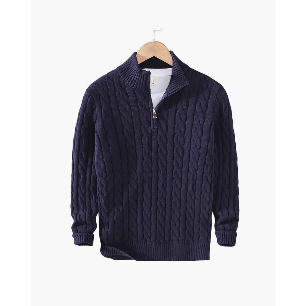 Men's Cable Knit Half-Zip Sweater Elegant Warmth Classic Style 0