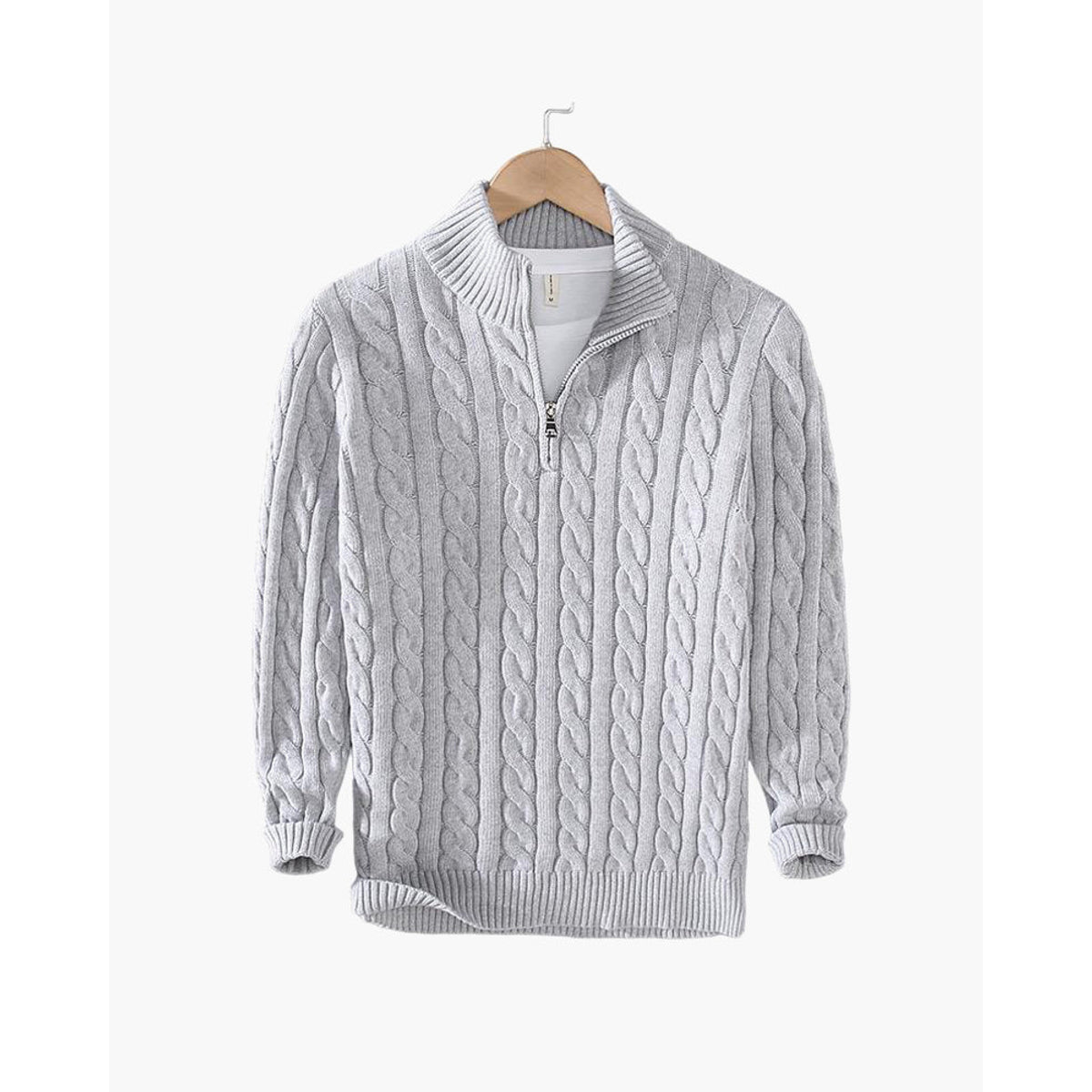 Men's Cable Knit Half-Zip Sweater Elegant Warmth Classic Style 2