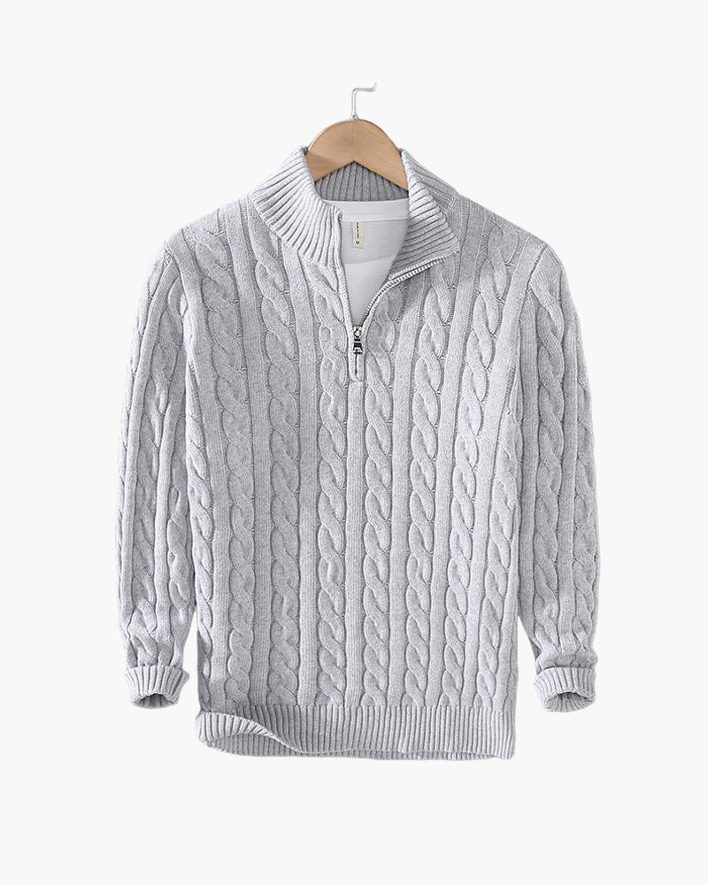 Men's Cable Knit Half-Zip Sweater Elegant Warmth Classic Style 2