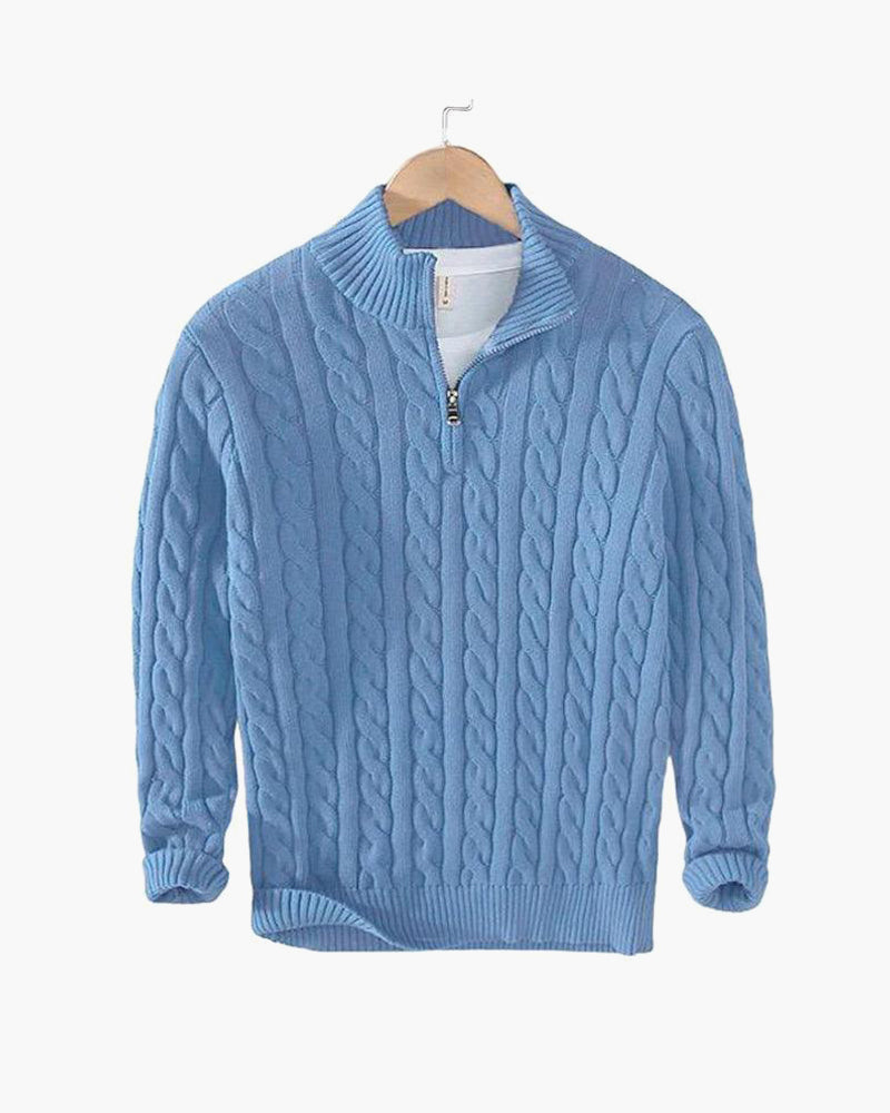 Men's Cable Knit Half-Zip Sweater Elegant Warmth Classic Style 4