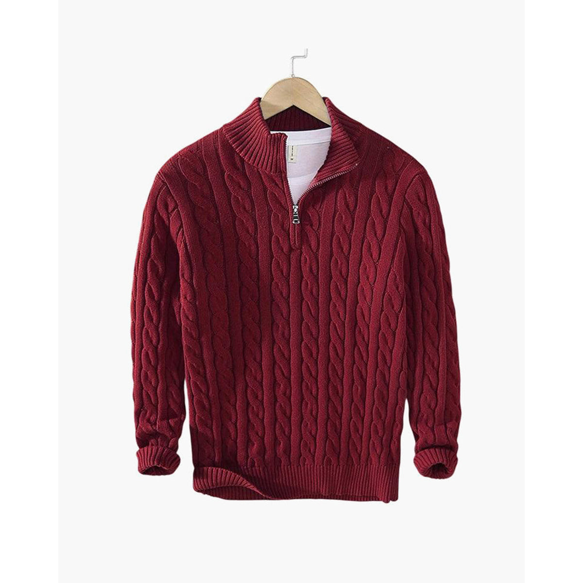 Men's Cable Knit Half-Zip Sweater Elegant Warmth Classic Style 6