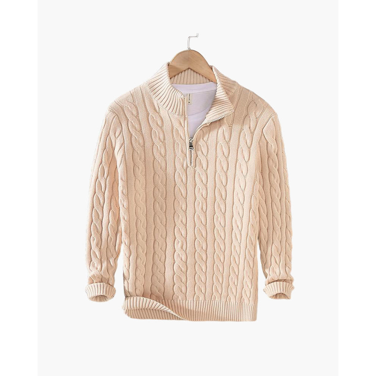 Men's Cable Knit Half-Zip Sweater Elegant Warmth Classic Style 9