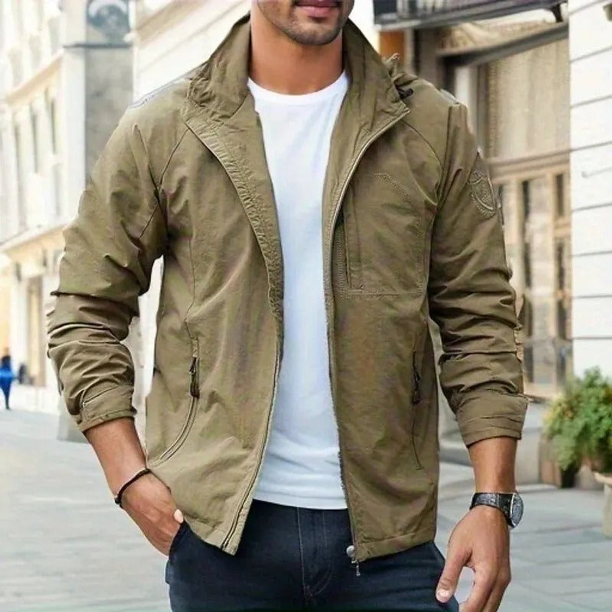 Men's Cargo Jacket Modern Casual Style with Practical Pockets 0