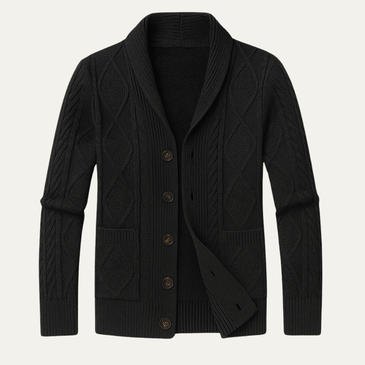 Men's Cashmere Cardigan Relaxed Fit Timeless Elegance Black 3
