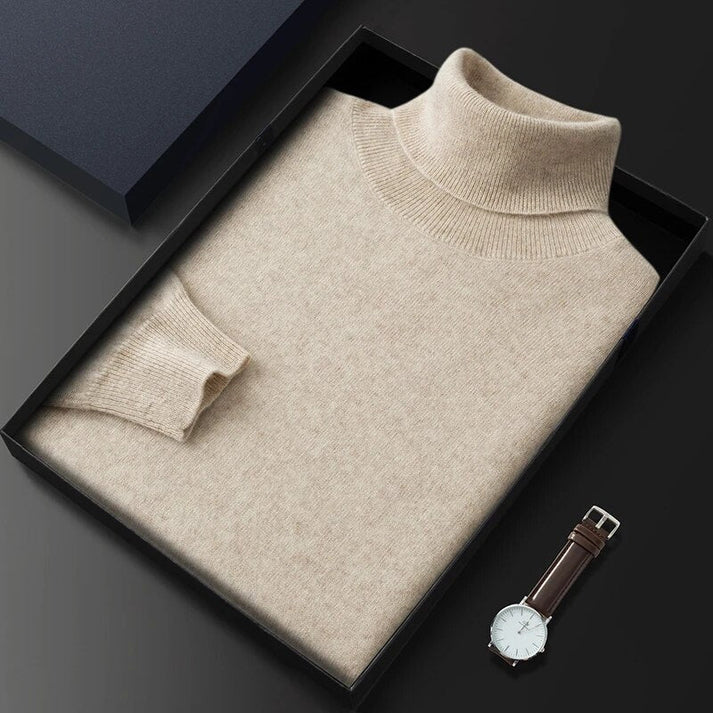 Men's Cashmere Sweater Turtleneck Elegant Timeless Design Classic Fit 4