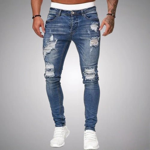 Men's Casual Ripped Pants Slim Fit Trendy Urban Style 2