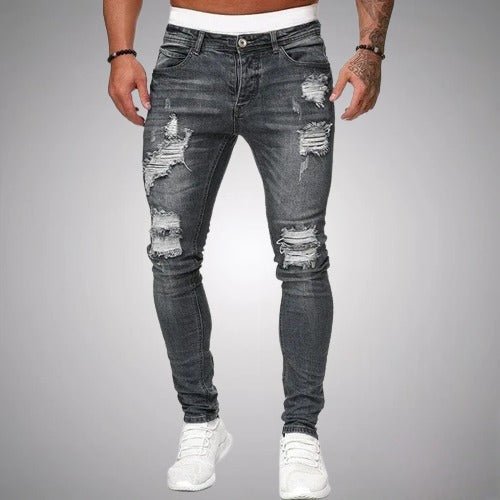 Men's Casual Ripped Pants Slim Fit Trendy Urban Style 4