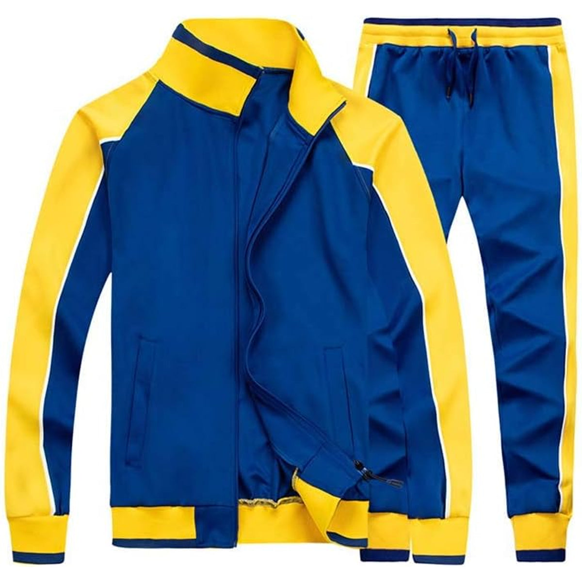 Men's Colorblock Tracksuit 2-Piece Set Athletic Stripe Design Casual Streetwear 10