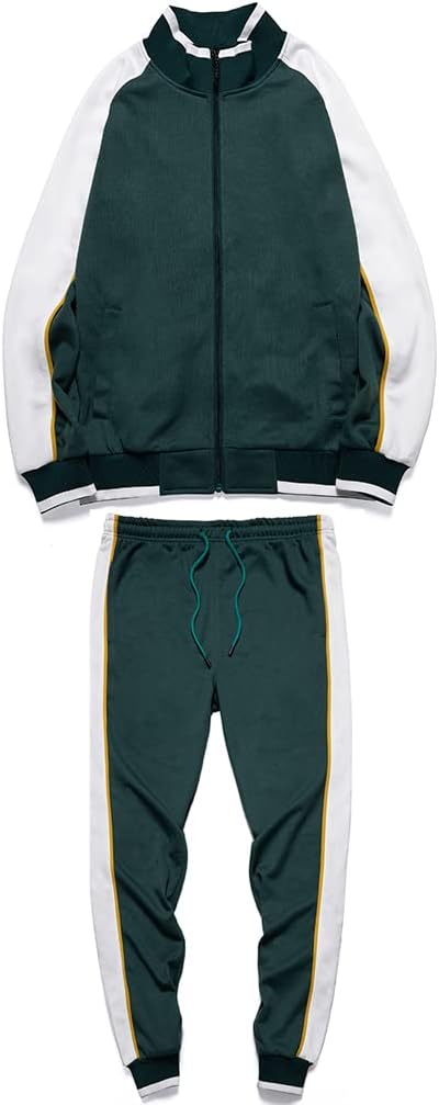 Men's Colorblock Tracksuit 2-Piece Set Athletic Stripe Design Casual Streetwear 2