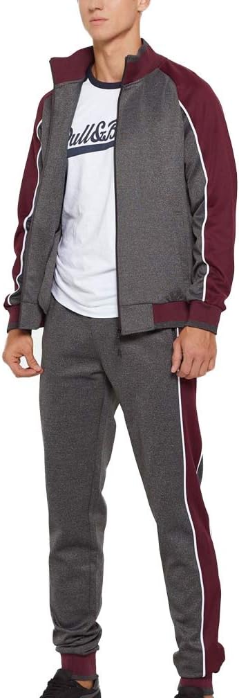 Men's Colorblock Tracksuit 2-Piece Set Athletic Stripe Design Casual Streetwear 6