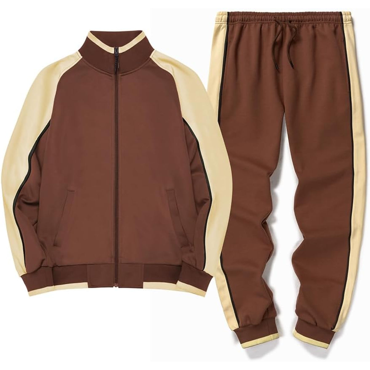 Men's Colorblock Tracksuit 2-Piece Set Athletic Stripe Design Casual Streetwear 9