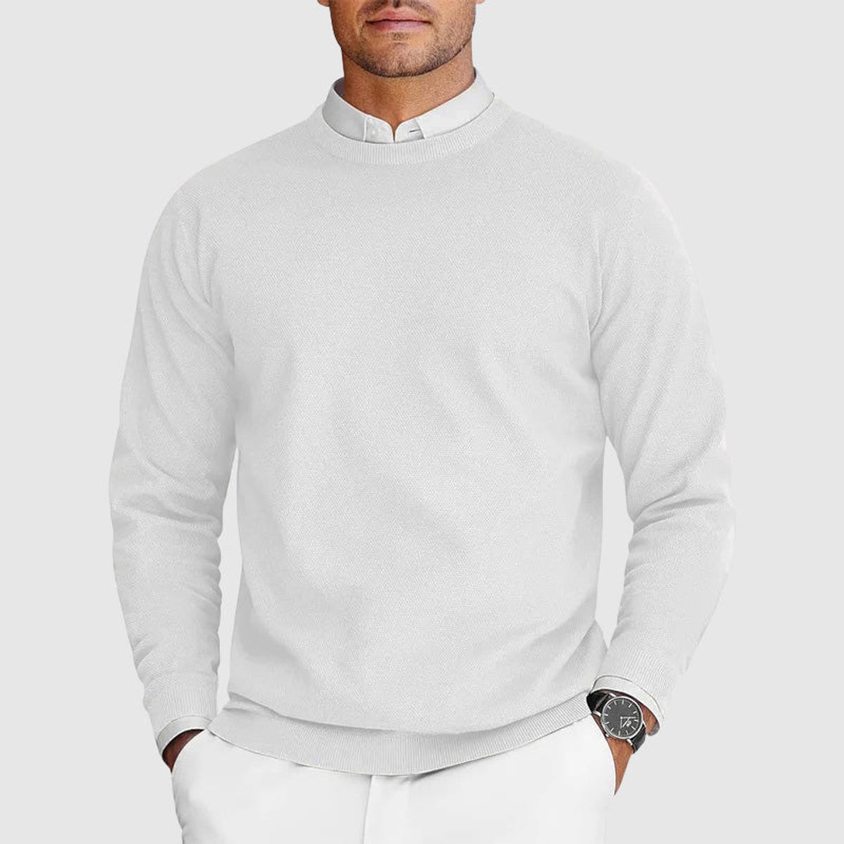 Men's Crew Neck Sweater Lightweight Casual Comfort for Chilly Days 1