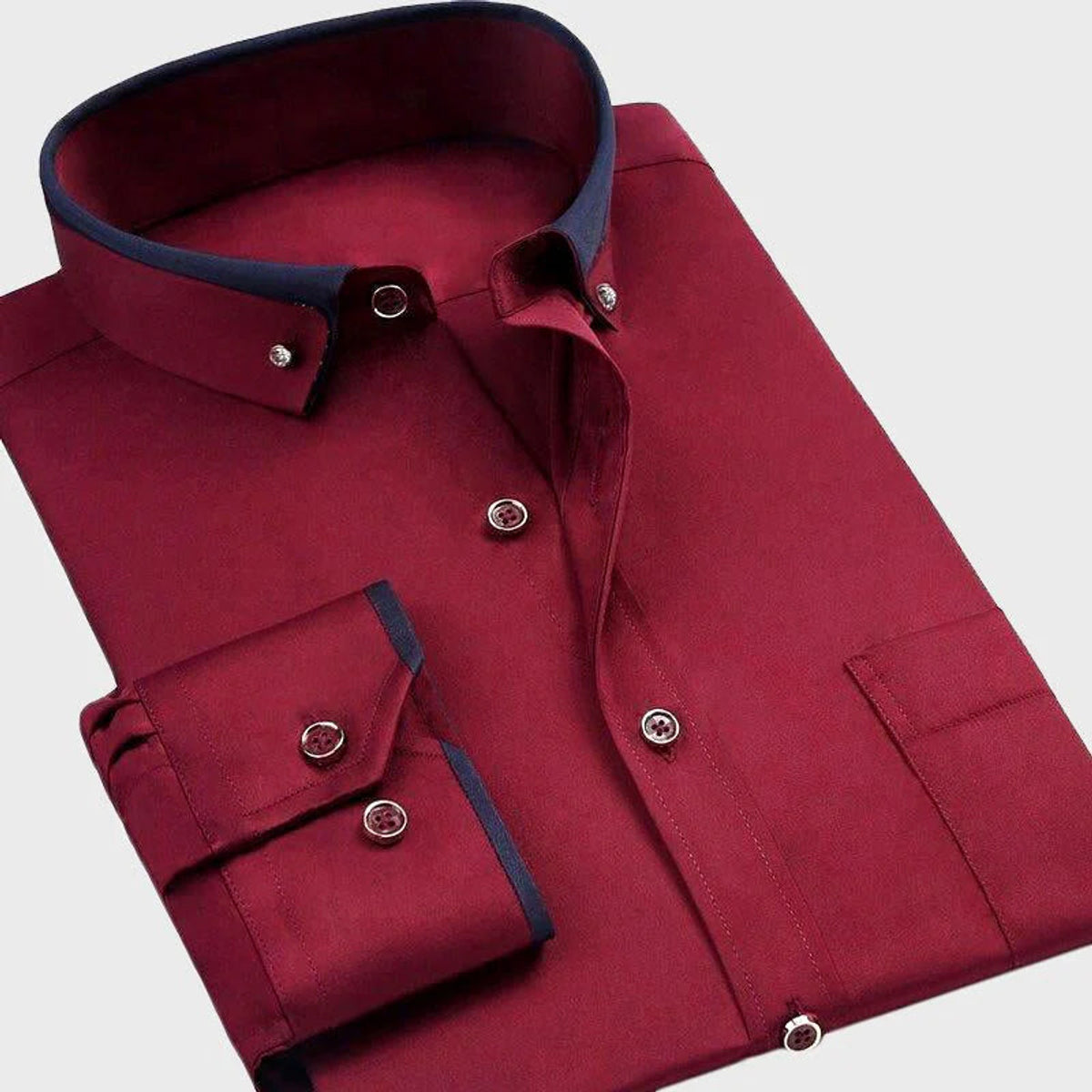 Men's Dress Shirt Full-Length Sleeves Elegant Style Comfortable Stretch Fabric 4
