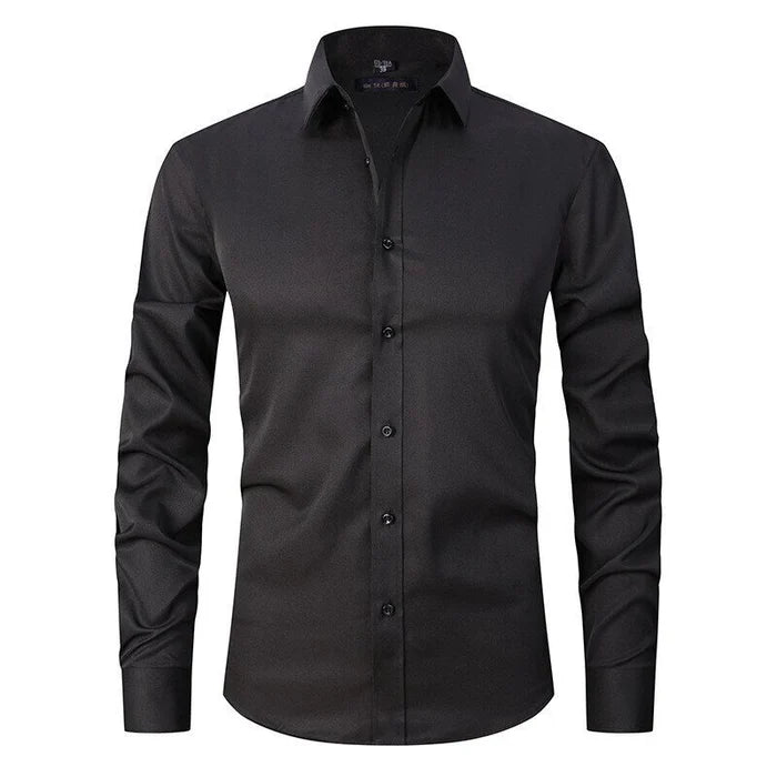 Men's Dress Shirt Non-Iron Stretch Slim Fit Long Sleeve Business Casual 1