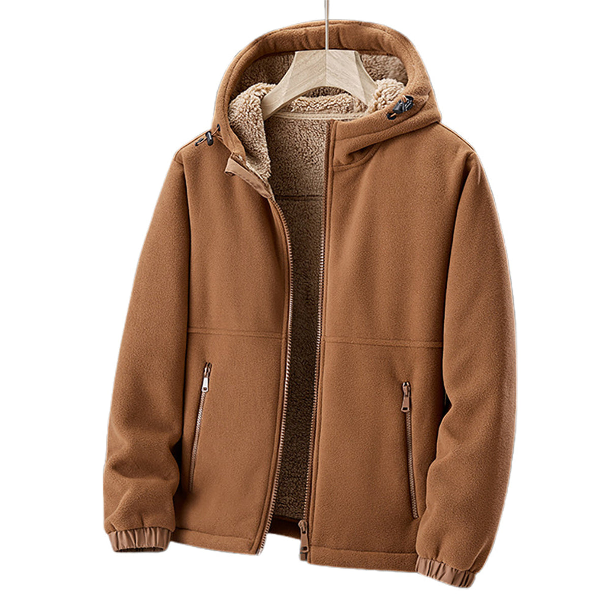 Men's Fleece Winter Jacket Hooded with Zipper Pockets Casual Stylish 0