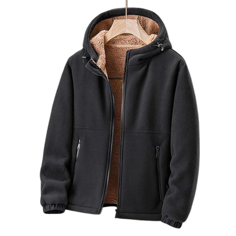 Men's Fleece Winter Jacket Hooded with Zipper Pockets Casual Stylish 6