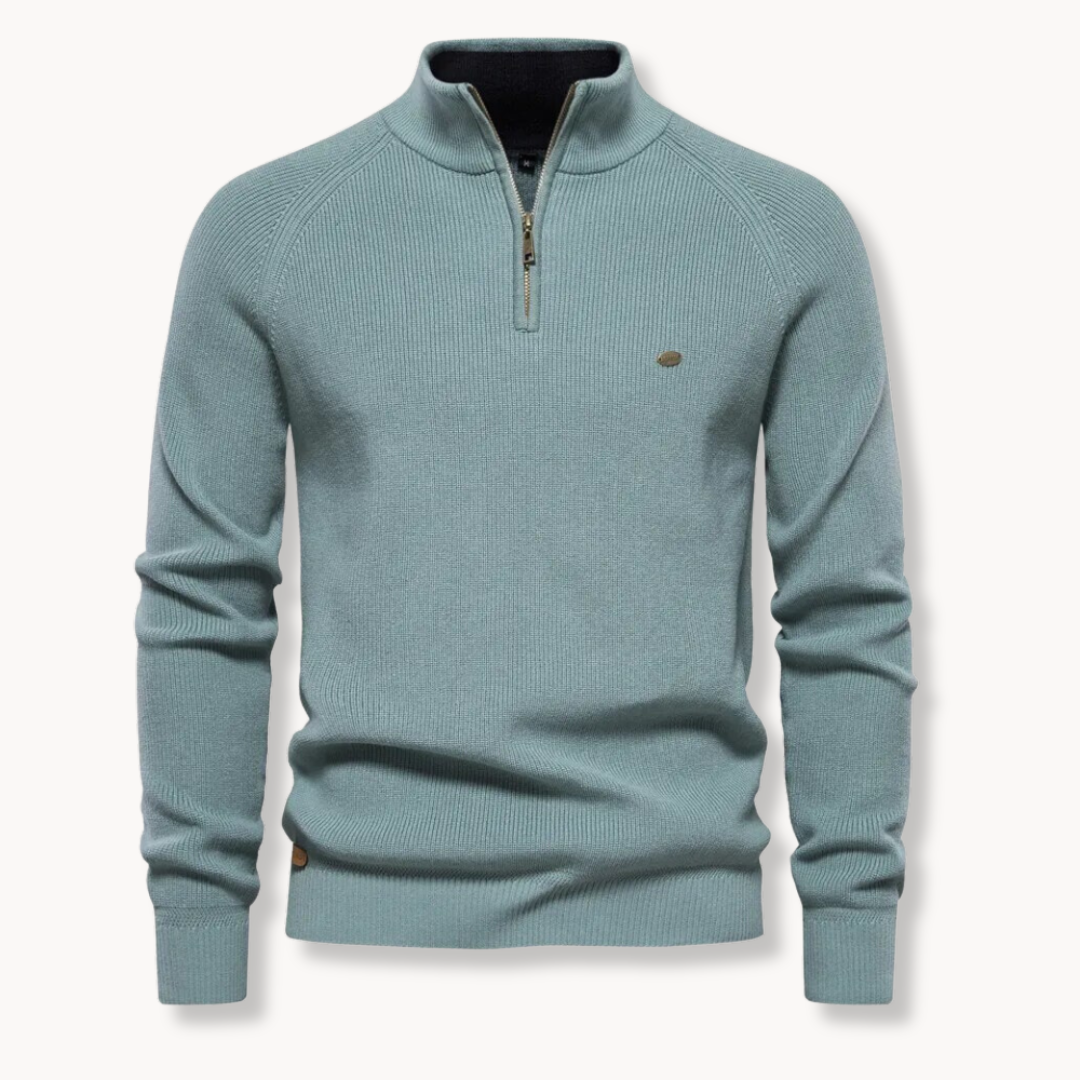 Men's Half-Zip Jumper Knitted Slim Fit Casual Stand Collar 3