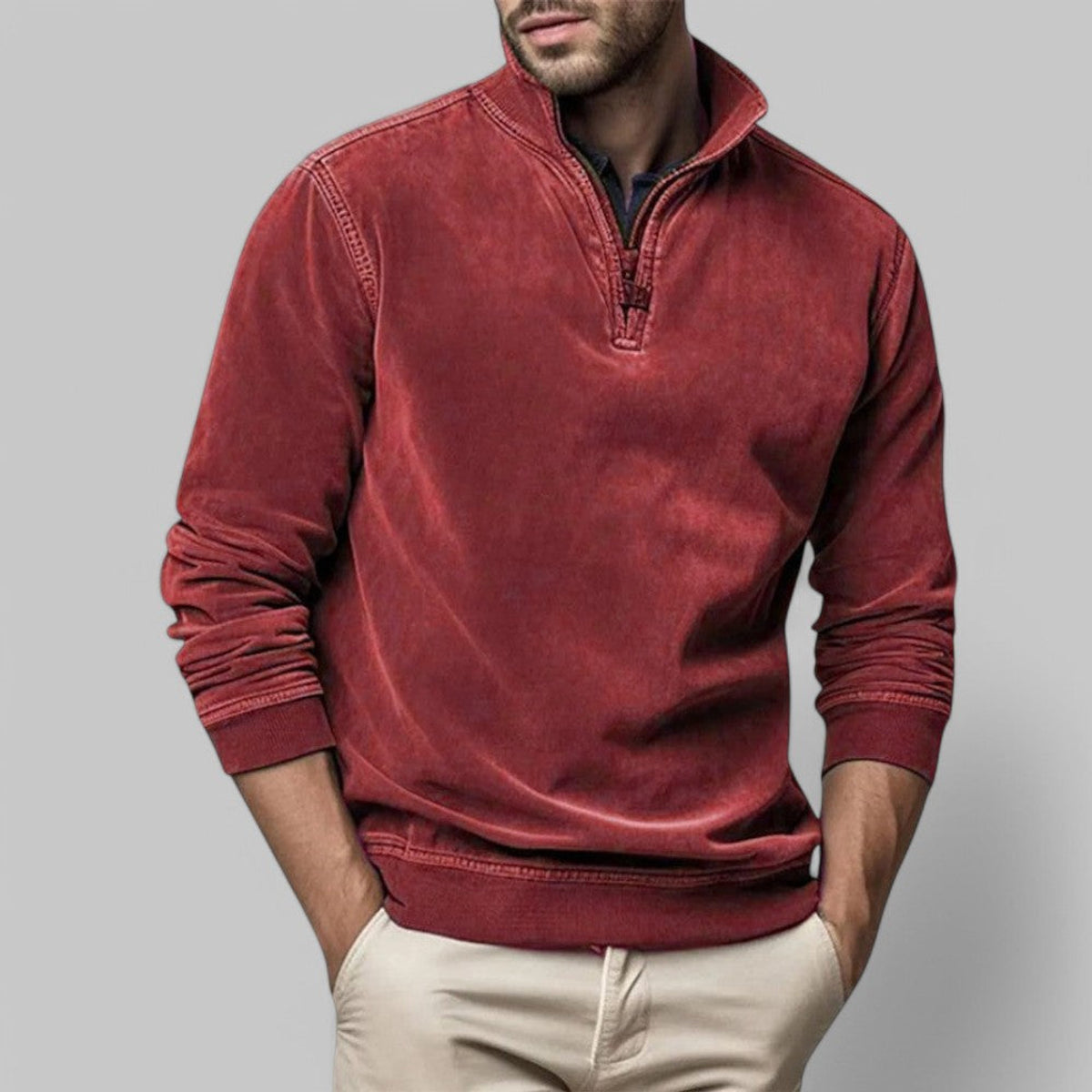 Men's Half-Zip Sweater Stand-Up Collar Casual Comfortable Fit 2