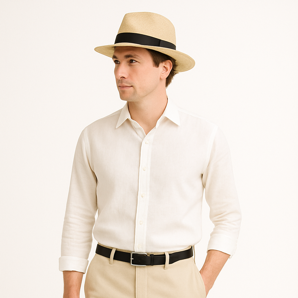 Men's Handmade Panama Hat Wide Brim Sun Hat for Summer Style 1