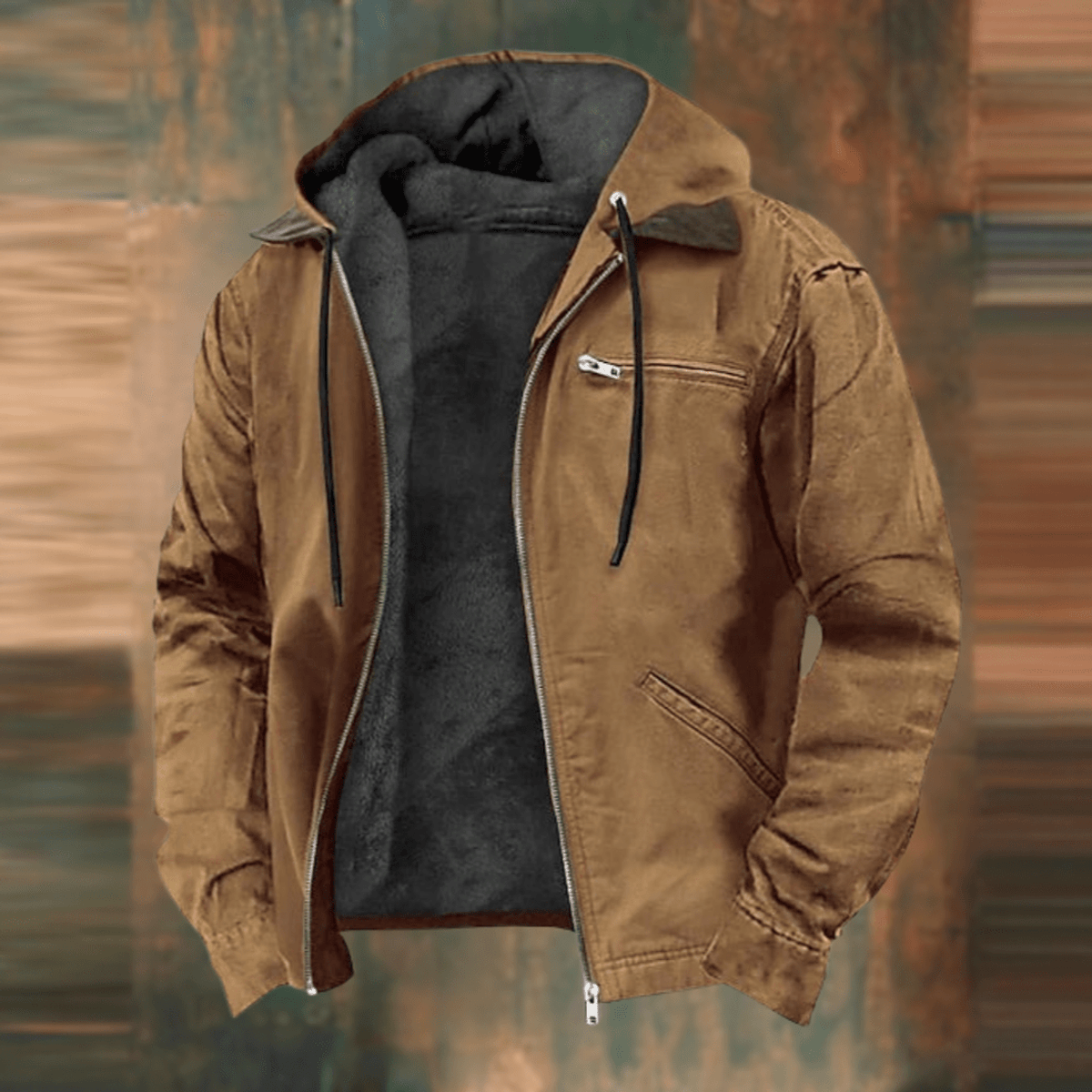 Men's Hooded Bomber Jacket Casual Lined Interior Zip Pockets 0