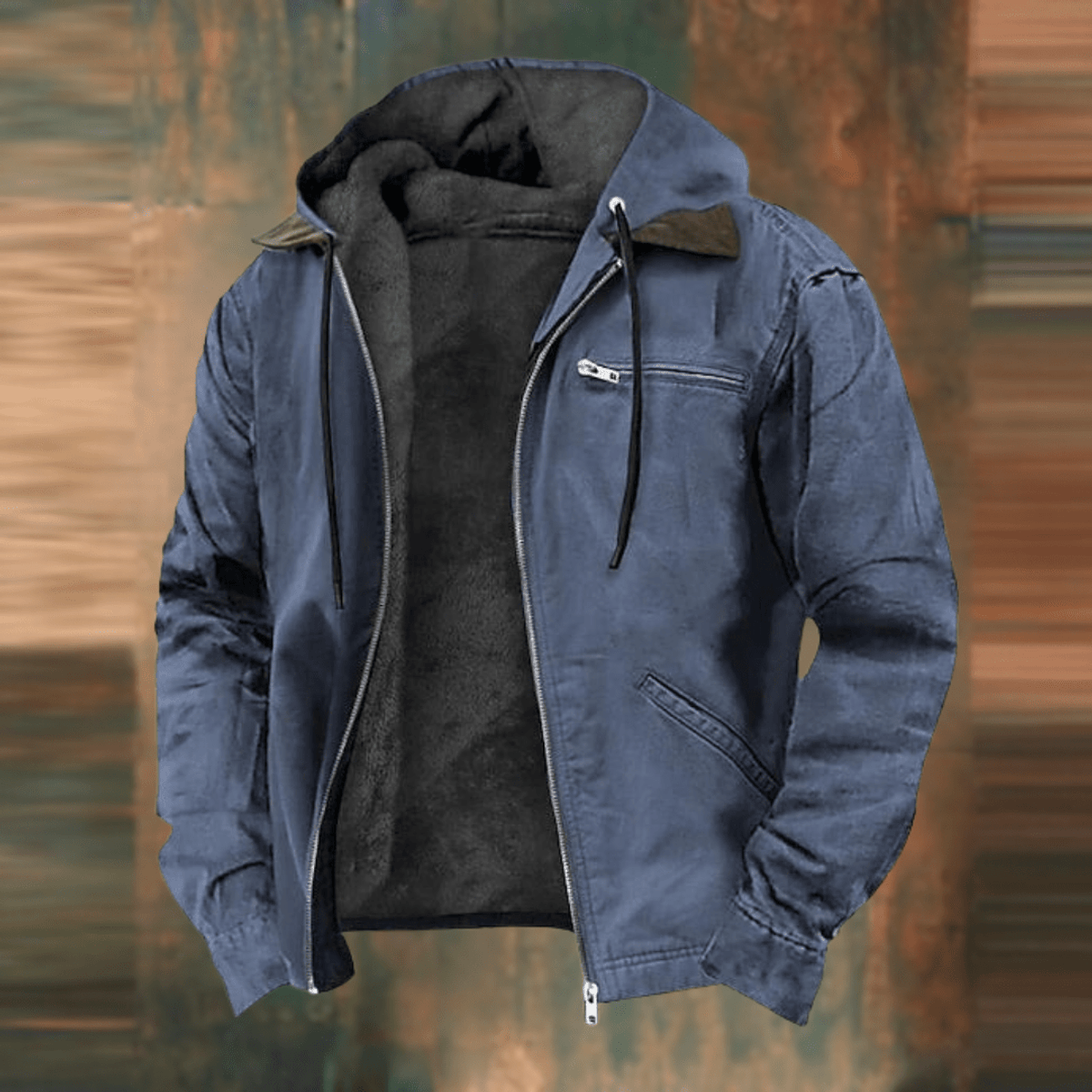 Men's Hooded Bomber Jacket Casual Lined Interior Zip Pockets 1