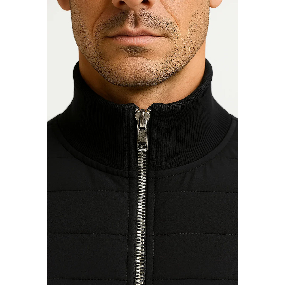 Men's Hybrid Jacket with Knitted Sleeves Stylish All-Season Outerwear 1