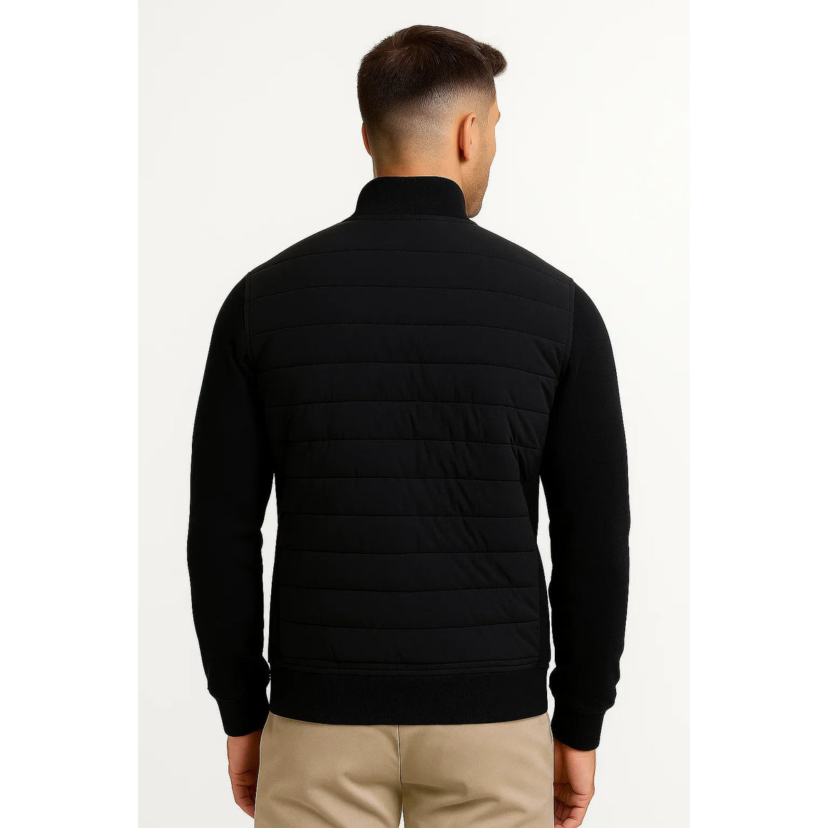 Men's Hybrid Jacket with Knitted Sleeves Stylish All-Season Outerwear 2