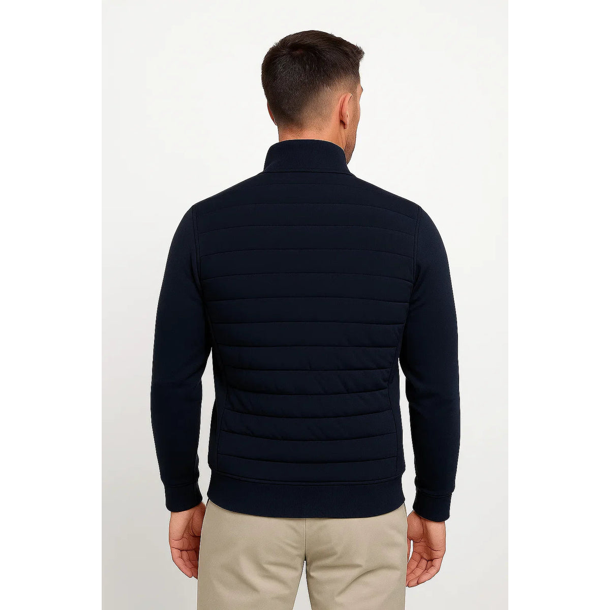 Men's Hybrid Jacket with Knitted Sleeves Stylish All-Season Outerwear 4