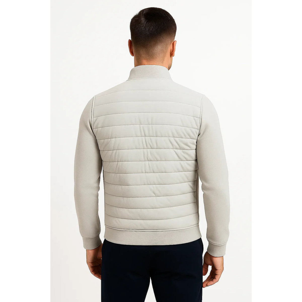 Men's Hybrid Jacket with Knitted Sleeves Stylish All-Season Outerwear 6