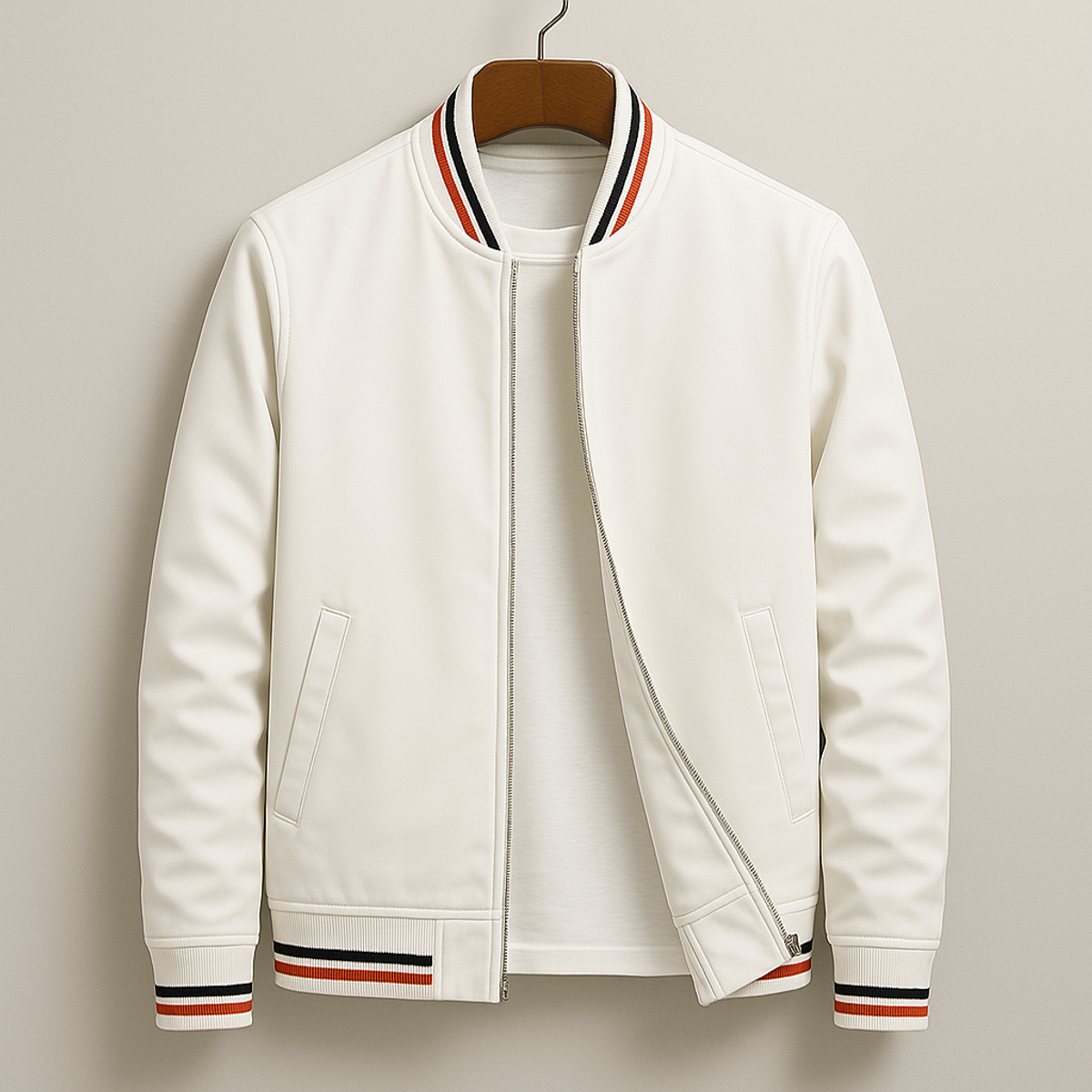Men's Lightweight Bomber Jacket Zip-Up with Ribbed Trim Casual Style 2