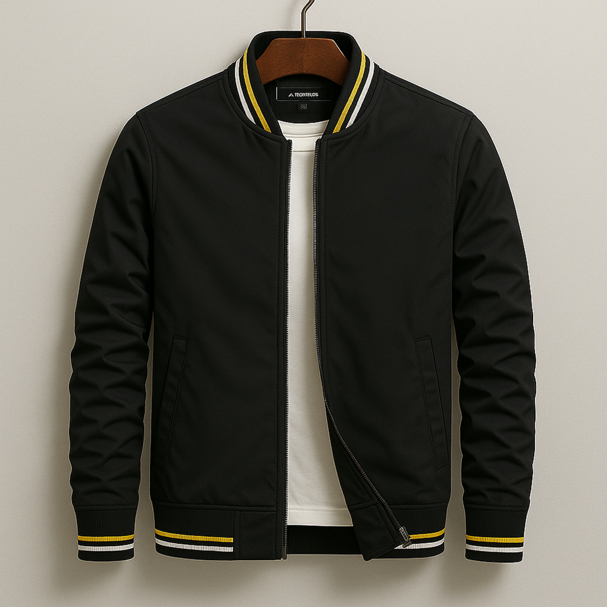 Men's Lightweight Bomber Jacket Zip-Up with Ribbed Trim Casual Style 3