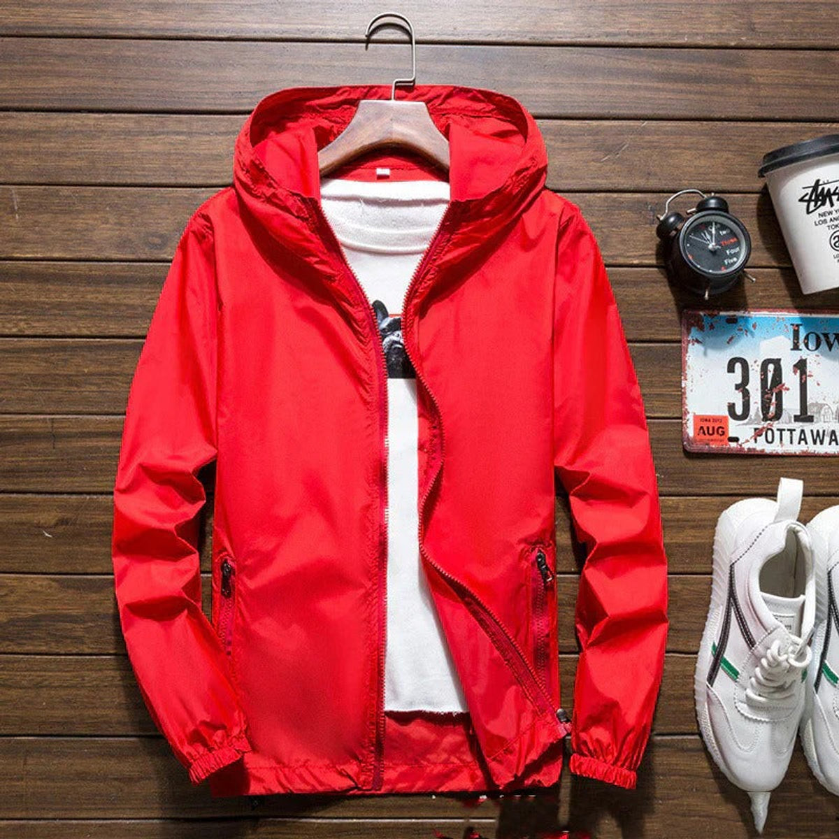 Men's Lightweight Waterproof Jacket with Hood for Outdoor Activities 1