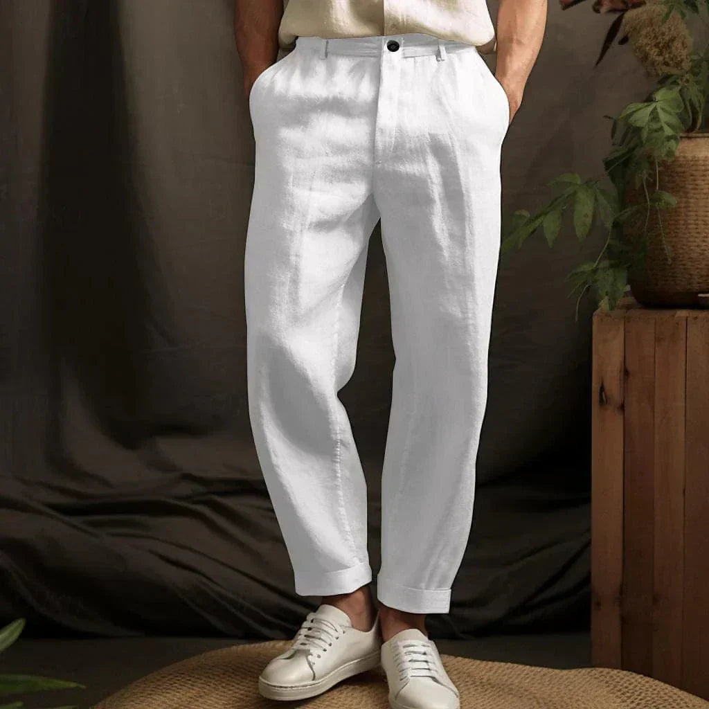 Men's Linen Pants Casual Lightweight Breathable Summer Style 1