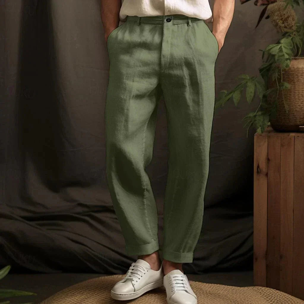 Men's Linen Pants Casual Lightweight Breathable Summer Style 3