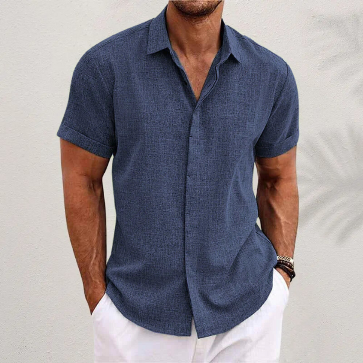 Men's Linen Shirt Lightweight Breathable Casual Summer Essential 0