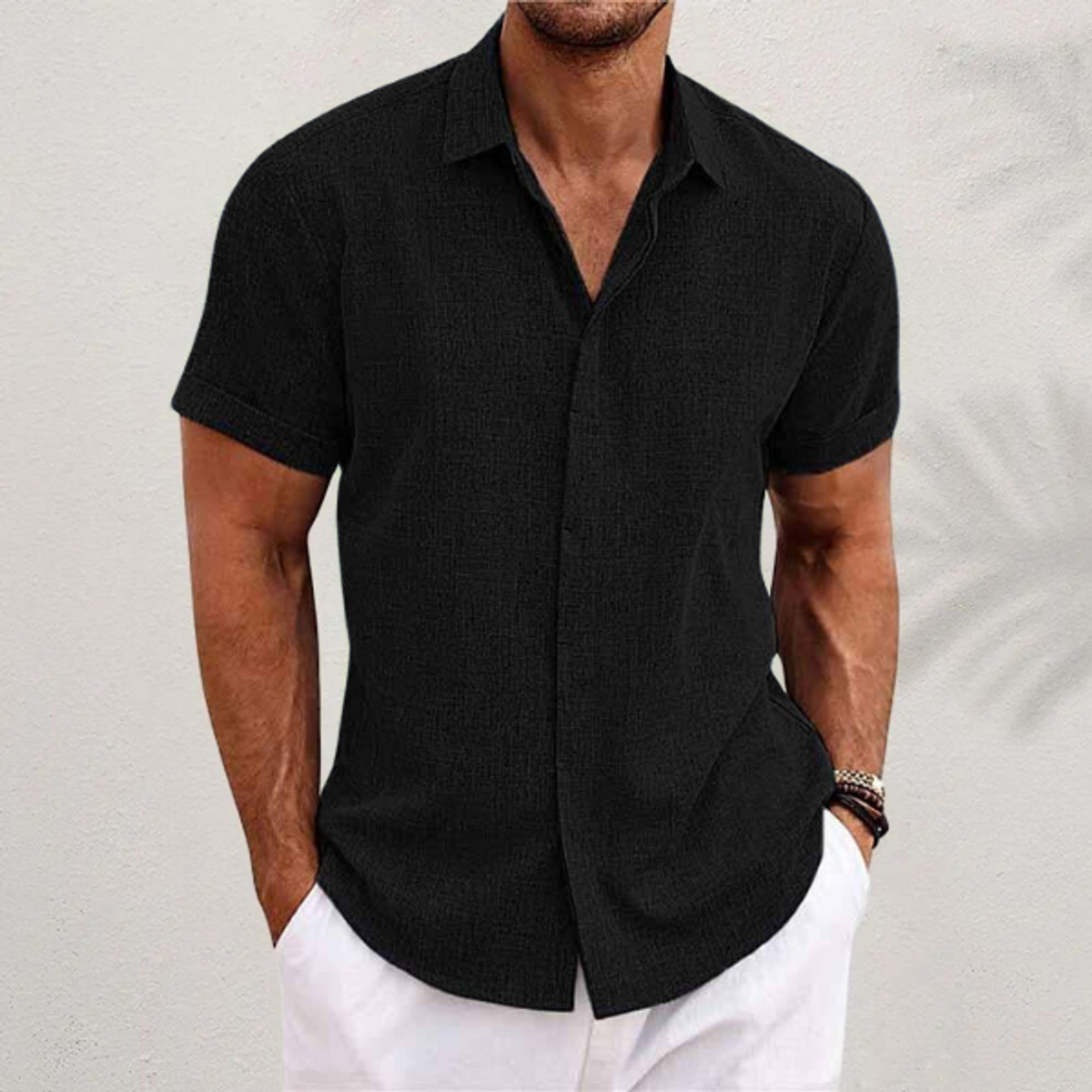 Men's Linen Shirt Lightweight Breathable Casual Summer Essential 6
